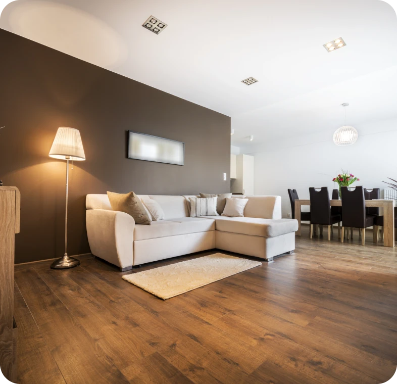 Modern living room with corner sofa